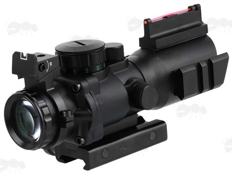 AnTac Tri-Illuminated 4x32 Rifle Scope with Back-Up Fiber Optic Manual Sights