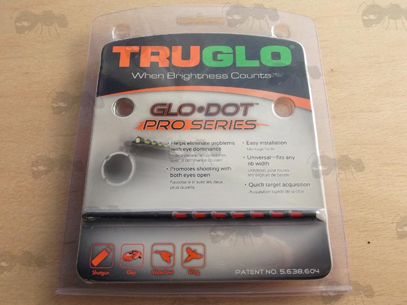 Truglo Universal Shotgun Rib Fitting Pro Series Red Coloured Fiber Glo Dot Sight in Display Card