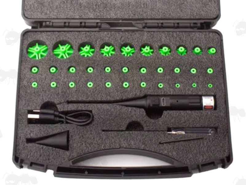 Universal Barrel Muzzle Fitting Red Laser Bore Sighting Kit in Case for Pistols, Rifles and Shotguns