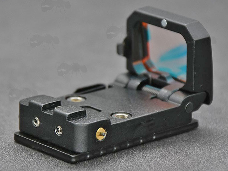 Black VISM Mini Reflex FlipDot Sight Fitted to the RMR Footprint Base Mount