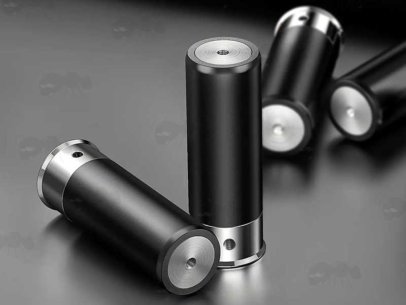 Four Black Plastic Snap Caps with Black Silicone Primers for 12g Shotguns