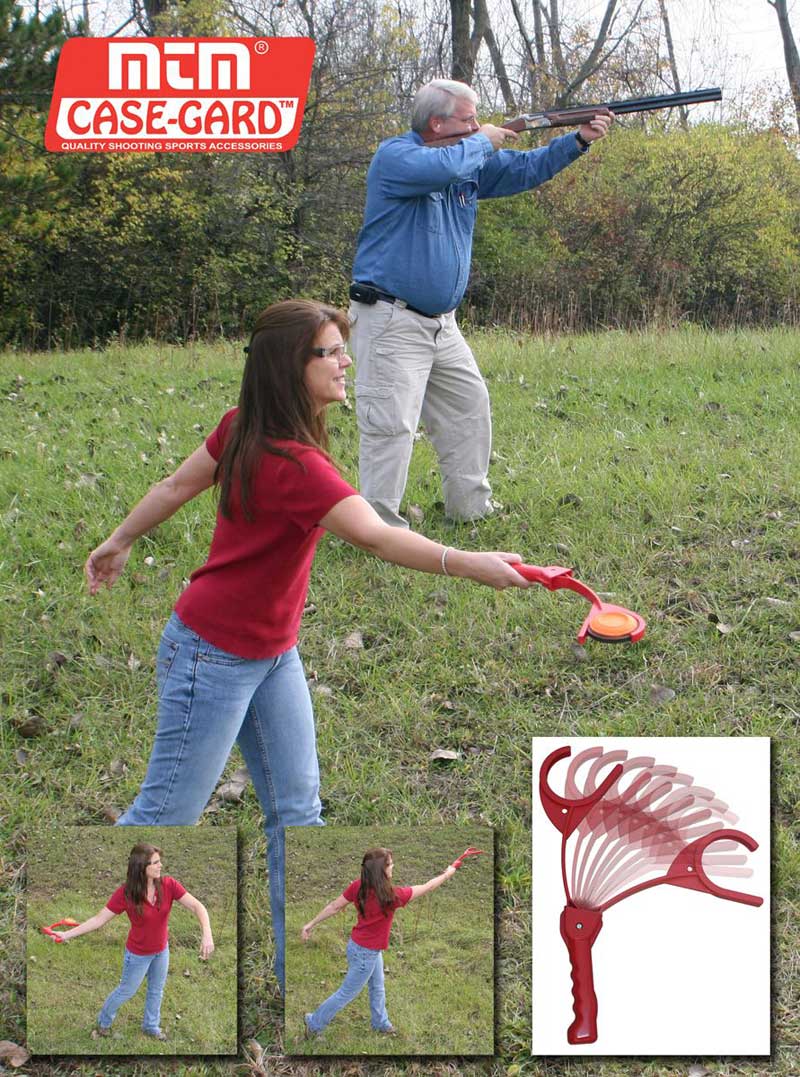 Red MTM EZ-3 Easy Clay Pigeon Thrower in Use