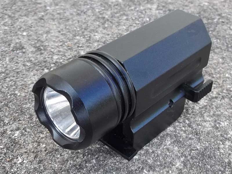Black Aluminium Body Compact LED Tactical Torch Unit with Weaver / Picatinny Gun Rail Mount