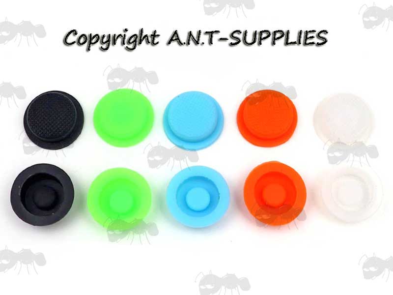 Set of Black, Green, Blue, Orange and White Coloured Silicone Torch Tailcap Switch Covers