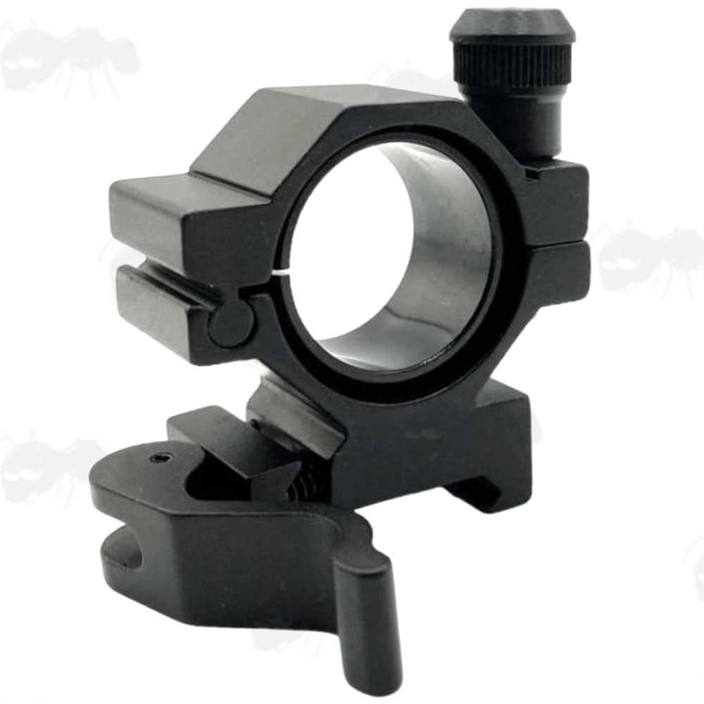 Quick-Release Lever Weaver / Picatinny Gun Rail Mount with Rotating 25mm Tube Ring for Adjusting the Elevation and Windage
