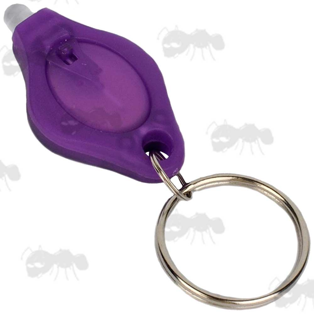 Purple Coloured Casing Mini Ultra Violet Keychain Light with Keyring