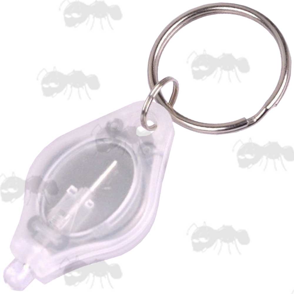 White Coloured Casing Mini Bright White Keychain Light with Keyring