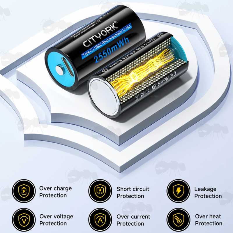CITYORK 16340 Lithium-Ion Batteries with Guide to Six Smart Chip Protection Features