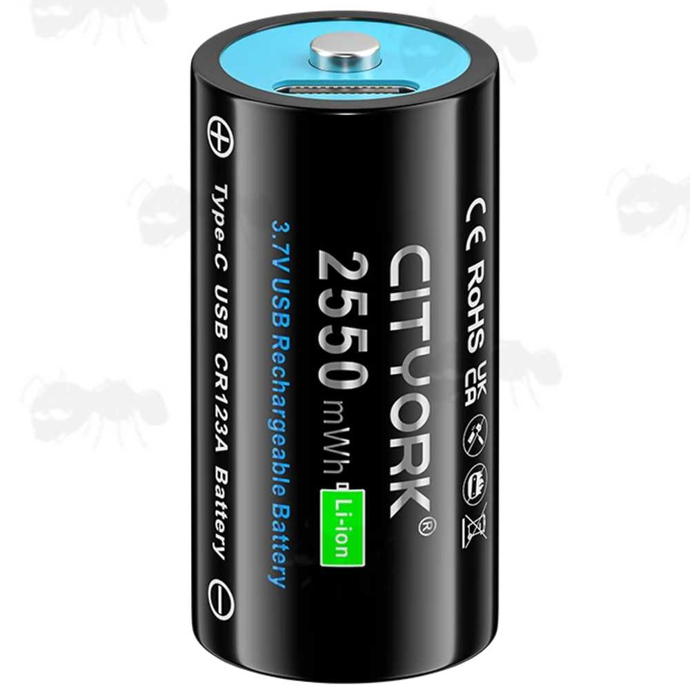 CITYORK 16340 Lithium-Ion Battery with USB-C Charging Port
