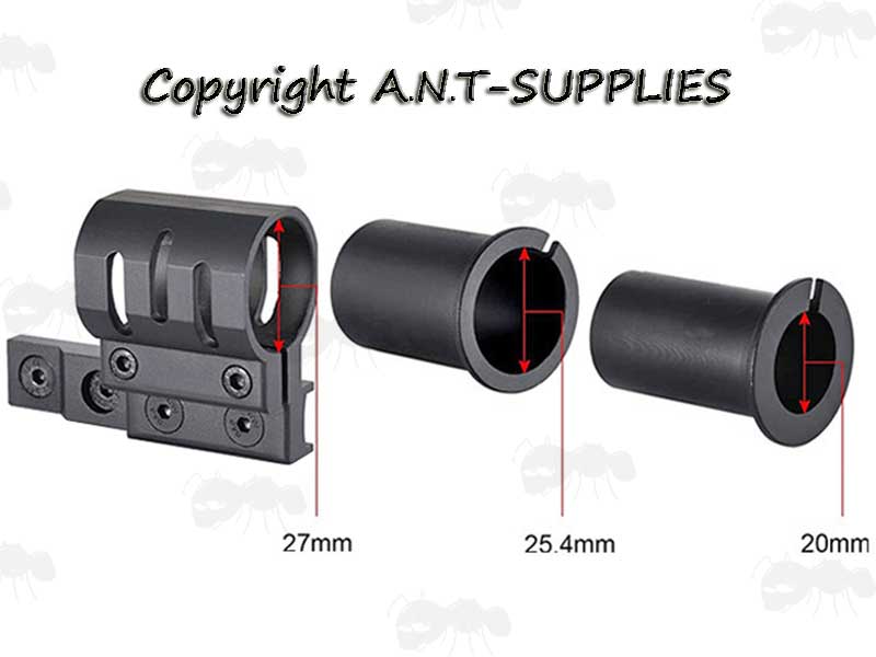Tactical Torch / Laser Ring Mount With Adjustable Cantilever for M-Lok Rifle Rail Platforms With Plastic Adapters