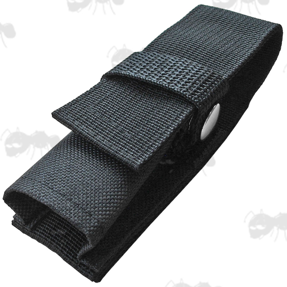 Black Nylon Open Base Tac Torch Pouch with Press Stud Fastener