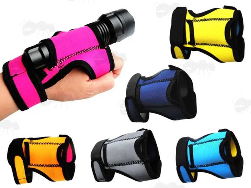 Range of Colours of The Divers' Wrist or Arm Fitting Torch Holders