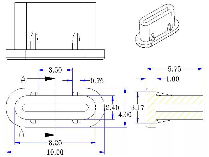 Dimensions of USB-C Port Fitting Cover